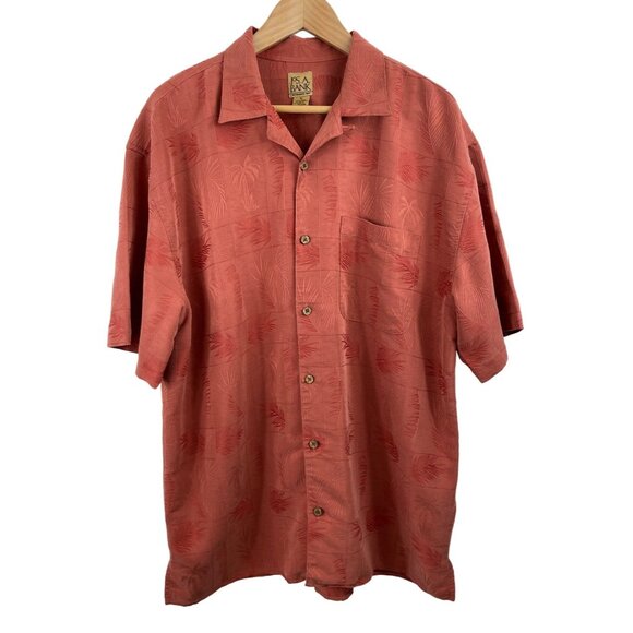 Jos. A. Bank Mens SIze XL Orange Short Sleeve Button Up Tropical Print Shirt - Picture 1 of 7